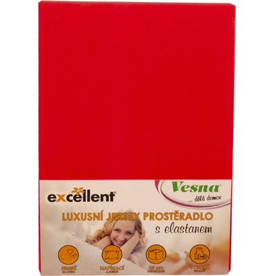 Vesna Prostěradlo jersey Excellent s elastanem červené 220x200