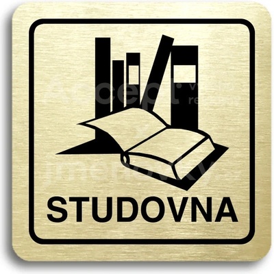 ACCEPT Piktogram studovna - zlatá tabulka - černý tisk