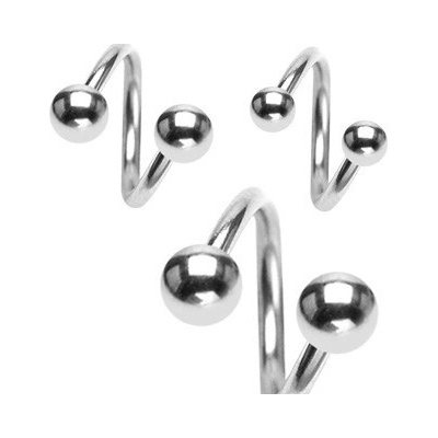 Šperky Eshop piercing do obočí z oceli spirála s kuličkami PC03.10