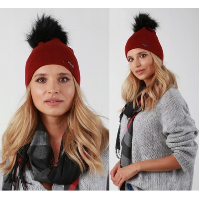 Fashionweek dámská zimní čepice s bambulí ZIZI39/P14 vínově