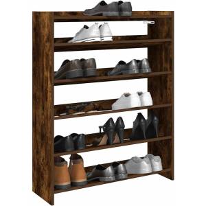 vidaXL Етажерка за обувки, опушен дъб, 80x25x100 см, инженерно дърво (859900)