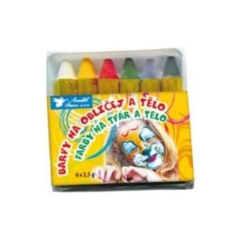 Barvy na obličej a tělo 6 ks v sáčku 6 x 7 cm karneval