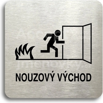 ACCEPT Piktogram nouzový východ III - stříbrná tabulka - černý tisk bez rámečku