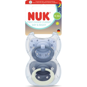 Nuk First Choice биберон залъгалка, силикон, 18+ мес. , 2 бр. , Day&Night, момче (10177263)