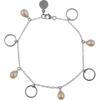 Image 1 of Swan Сребърна гривна със сладководни бели перли ISL0035W Swan