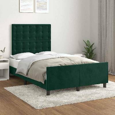 zahrada-XL 3125992 Rám postele bez matrace tmavě zelená samet