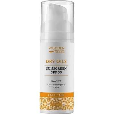 Wooden Spoon Слънцезащитен лосион за лице Dry Oils, SPF50, 50 ml