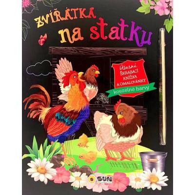 Zvířátka na statku úžasná škrábací knížka a omalovánky