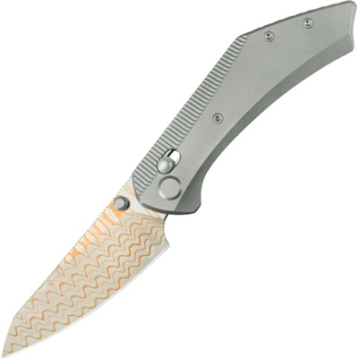 GEO Knife DIVID Damascus Steel&Copper Blade, Ti Handle GEO2507A