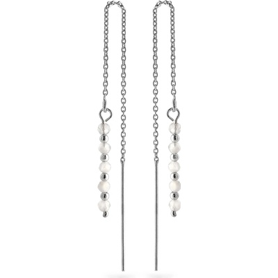 AGAIN Jewelry Stříbrné řetízkové náušnice s měsíčním kamenem AJKNS003