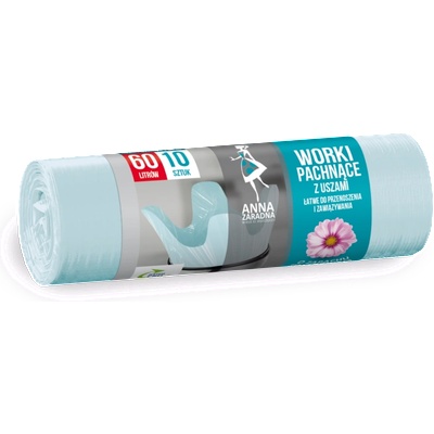 ANNA Торби за смет с аромат на цветя, 60л, 10бр, светлосини (t-799109)