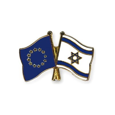 Odznak (pins) 22mm vlajka EÚ + Izrael - farebný