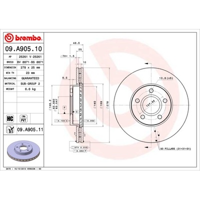 BREMBO Brzdový kotúč 09A90511