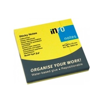 Info Самозалепващи листчета Info, 80л. , размер 75x75mm, жълти (OK26991)