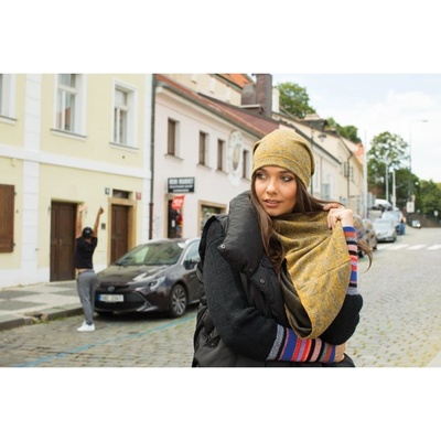 Dámská prodloužená čepice z pleteniny bez podšívky rezavá