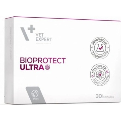 VetExpert BioProtect Ultra - хранителна добавка за кучета и котки, Про- , пре- и постбиотици в един продукт, за възстановяване на нормалната микрофлора на храносмилателния канал, 30 капсули, Vet Expert - Полша