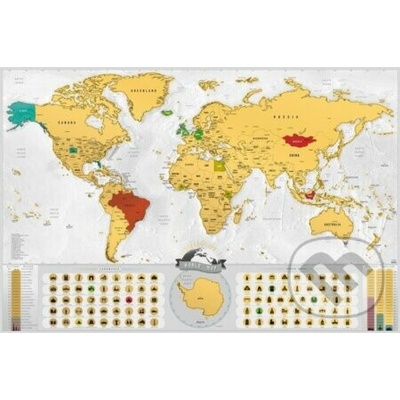 Stírací mapa světa EN - blanc gold XXL