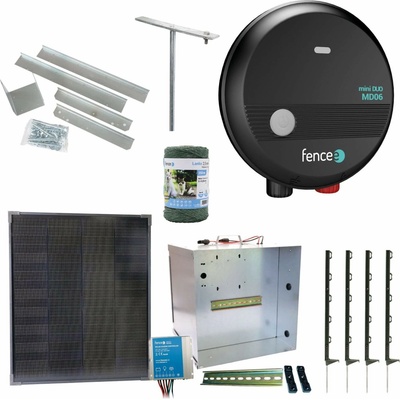 Premium sada solárného ohradníka - Kompletná prenosná schránka + 1 J zdroj, 40 W panel