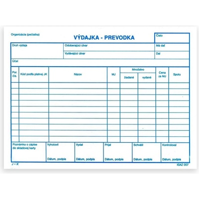 Igaz 007 Výdajka-prevodka A5 samoprepis bez DPH