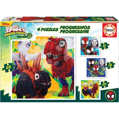 Educa Spidey Dino Marvel Progressive progresívne 12-16-20-25 dielov