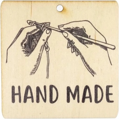 Ideal drevený štítok Hand Made 6x6cm