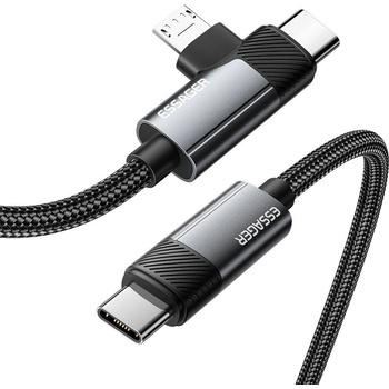 Essager Type-C към Type-C и Micro-USB Кабел за Данни и Зареждане 65W 1 м - Алуминиева Сплав