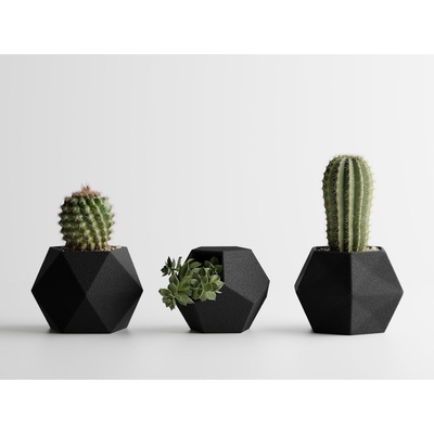 Комплект 3 броя кашпи Atina черен мат