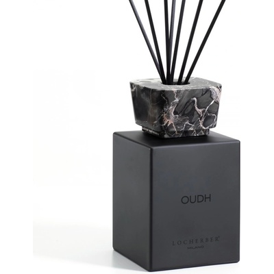 Locherber Milano Aroma difuzér s tyčinkami OUDH s víčkem z černého mramoru Portoro 2500 ml
