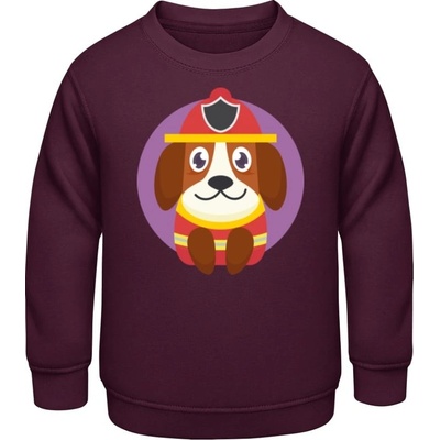 AWDis detská mikina Dizajn so psom pre deti hasič Purpurovočervená