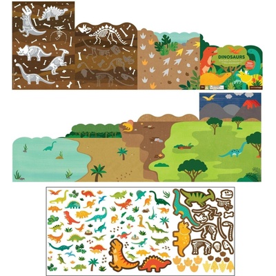 Petit Collage Znovupoužitelné samolepky se scénou Dinosauři