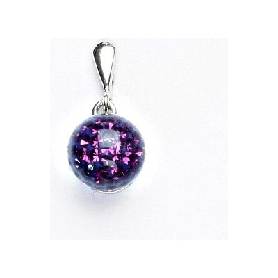 Čištín Stříbrný přívěsek kulička s krystaly Amethyst P 1298