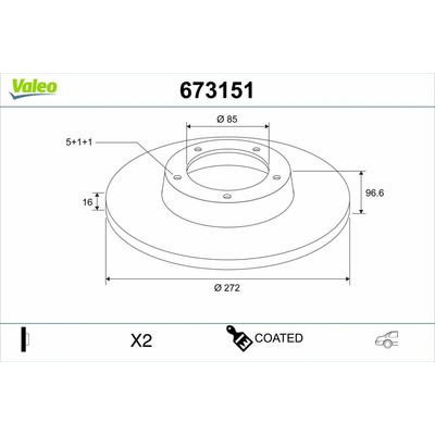 Brzdový kotúč VALEO 673151