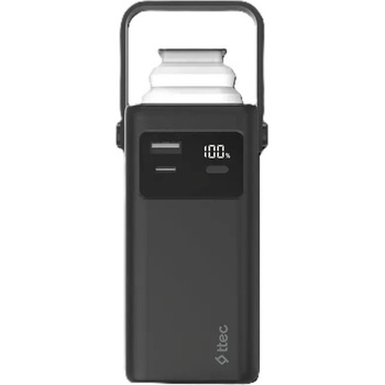 Ttec Външна батерия ttec ReCharger Extreme LCD 20.000mAh PD 20W Powerbank with Built-in USB-C and Lightning Cables, LED Torch, Carrying Handle -Черна