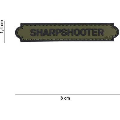 Gumová nášivka 101 Inc nápis Sharpshooter - olivová