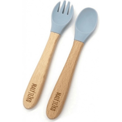 Malý Ježko Detský silikónový príbor MINI Baby Blue 2 ks