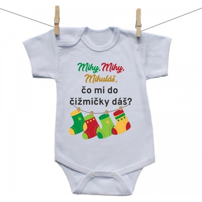 Boodyy Body s krátkym rukávom Miky,Miky, Mikuláš, čo mi do čižmičky dáš?