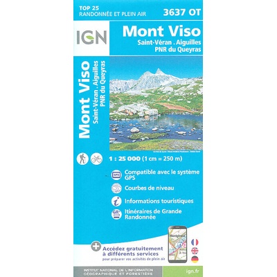 mapa Mont Viso, Saint-Véran, Aiguilles 1:25 t. NP Queyras