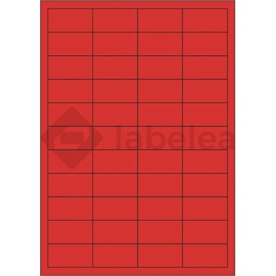 Labelea Samolepiace etikety 48,5x25,4 mm farebné papierové, na hárku A4, pre laserovú a atramentovú tlač, Farba etikiet Červená, Počet hárkov v balení 100 EPY048025PR044S