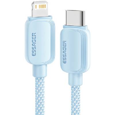 ES-X46 Плетен кабел за зареждане и данни - USB-C към Lightning - 1 m - син (87355)