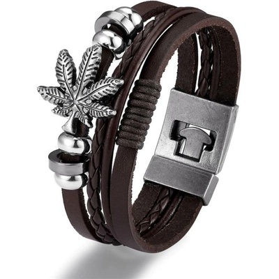 Woodrow náramek Marihuana Weed list eko kůže 2552