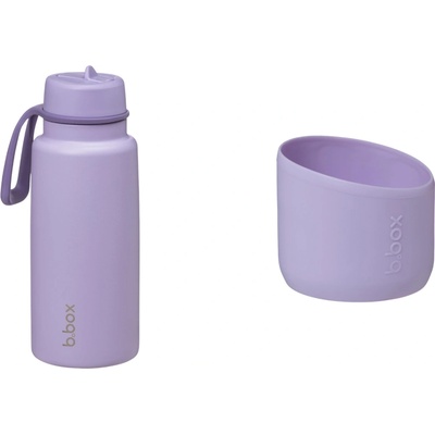 B.Box Nerezová termolahev s brčkem 1 l + Silikonový chránič lilac love