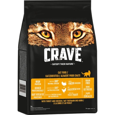 Crave 2х7кг Adult Crave, суха храна за котки с пилешко и пуешко