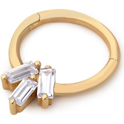 Lillian Vassago Zlatý piercing kroužek se zářivými obdélníkovými zirkony LLV92-GPI032SP