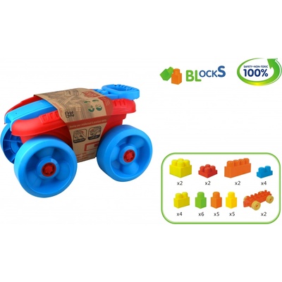 Alltoys Vozík s kostkami 22 ks