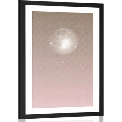 Plakát s paspartou měsíc v jemných tónech - 20x30 black