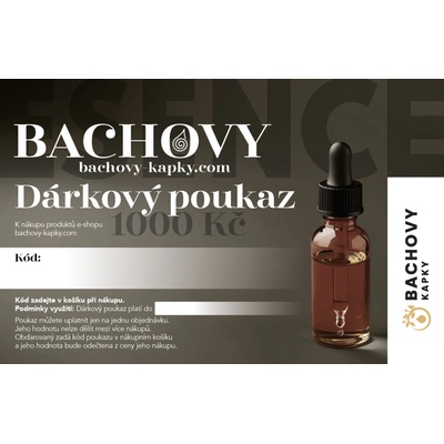 Dárkové poukazy na nákup Bachových kapek a esencí Poukazy: 1000
