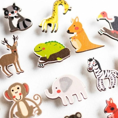 Enjoy the Wood připínáčky zvířátka Kids ZOO Push Pins