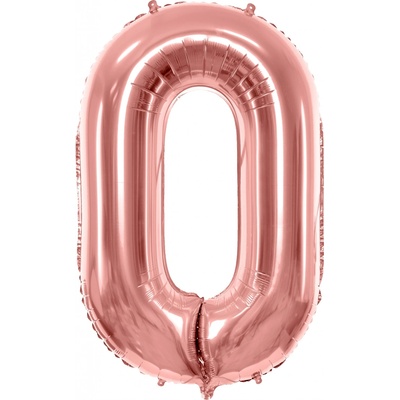 PartyDeco Foliový balón číslo 0 35cm rose zlatý