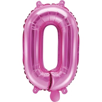 PartyDeco Балон от фолио Mini - число 0 розов 35см