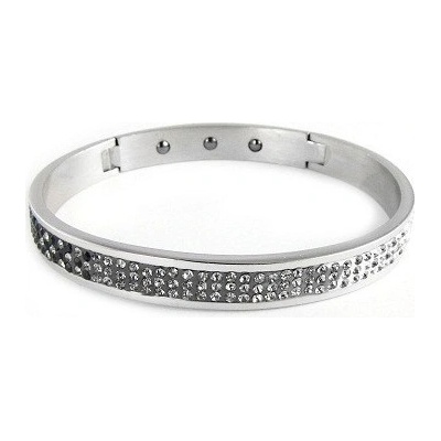 Prosperk náramek ocelový Swarovski krystalky šedé S4401